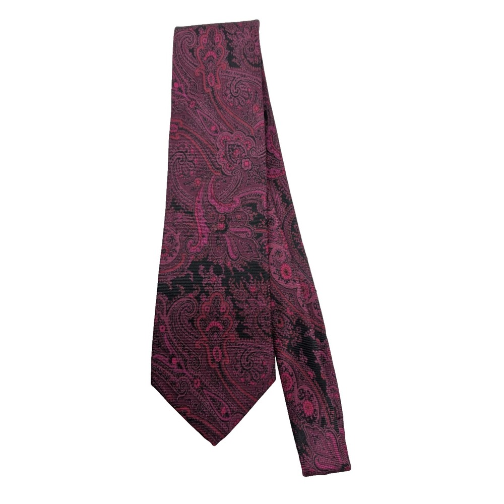 Brooks Brothers Makers All Silk Paisley Necktie Red Made in USA Handmade Classic